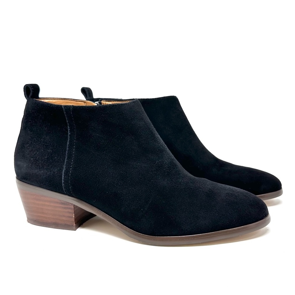 J.CREW Sawyer Black Suede Leather Zip Heeled Ankle Boot